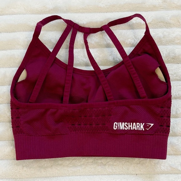 GYMSHARK Sports Bra Burgundy with Strappy Back XXS - Picture 2 of 8